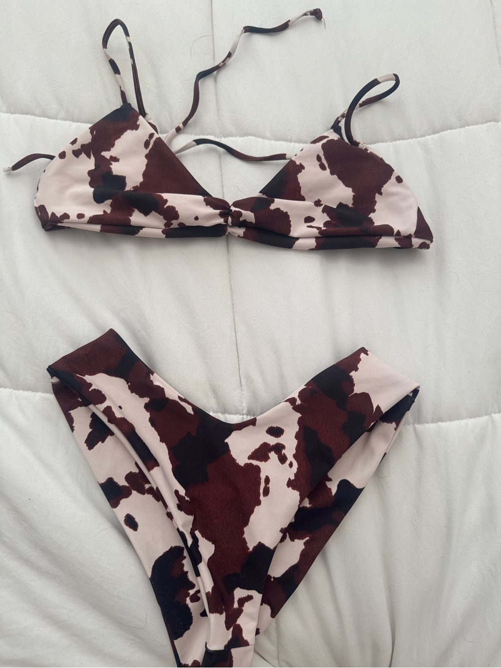 Skatie Brown and Cream Cow Print Swim Set